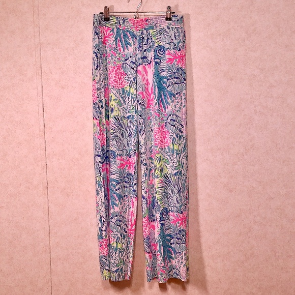 NWOT Lilly Pulitzer Bal Habour Palazzo Pants, Elastic Waist Multi color Sz S - Picture 1 of 10